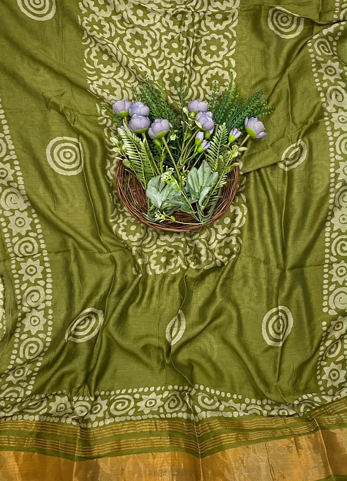 503D Cotton Rust Red With Green Suit Fabric / CKC Cotton Bazaar