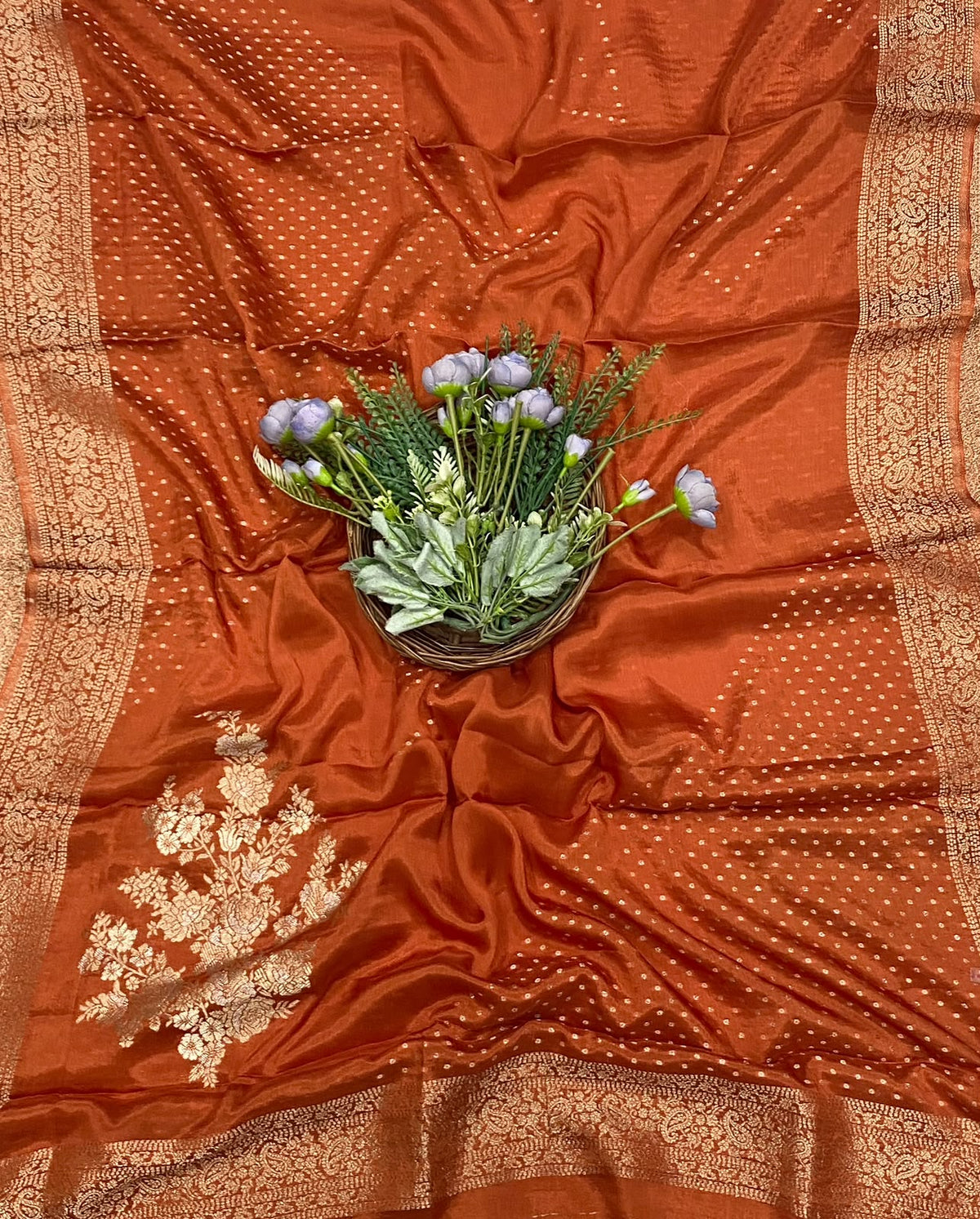 14E BANARASI CREPE ORANGE SUIT FABRIC / CKC BANARASI SUITS