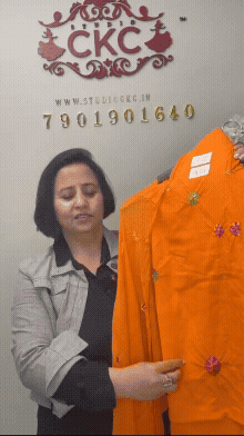 344A Jaipuri Cotton Orange Suit Fabric / CKC Jaipuri Suits