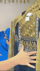 216 Jamdani Navy With Green Suit Fabric / CKC Jamdani Suits
