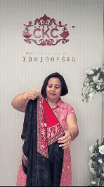383A Crepe Black With Red Suit Fabric / Crepe Suits
