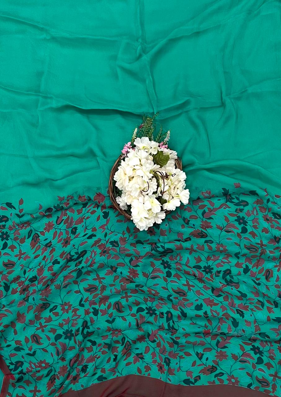 Ckc 87 A Crepe Dark Sea Green Suit Fabric/ Phoolon Ka Ghar