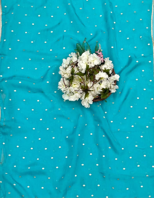 Ckc 68 Dola Silk Sea Blue Suit Fabric/ CKC Partywear Collection