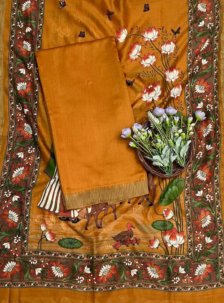 Pure Maheshwari Musturd Suit Fabric - Studio CKC