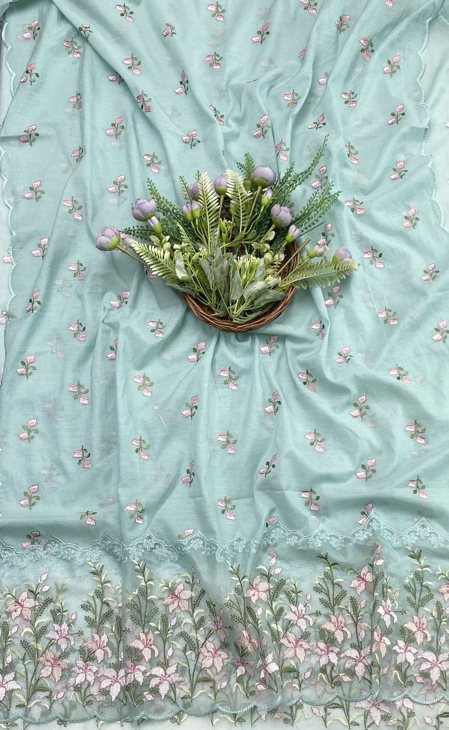 Ckc 519 Mul Cotton Sky Blue Suit Fabric / CKC Mul Cotton