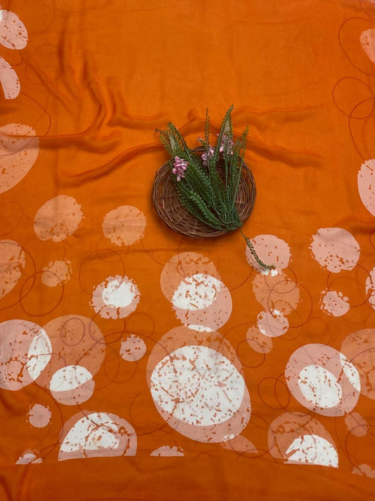 226 Crepe Polka Orange Suit Fabric/ CKC Polka Story