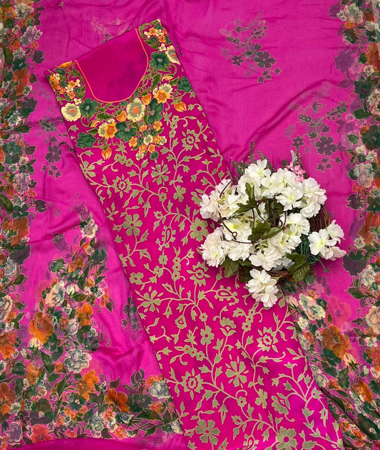 596A Chiffon Magenta Suit Fabric / CKC Chiffon Suits