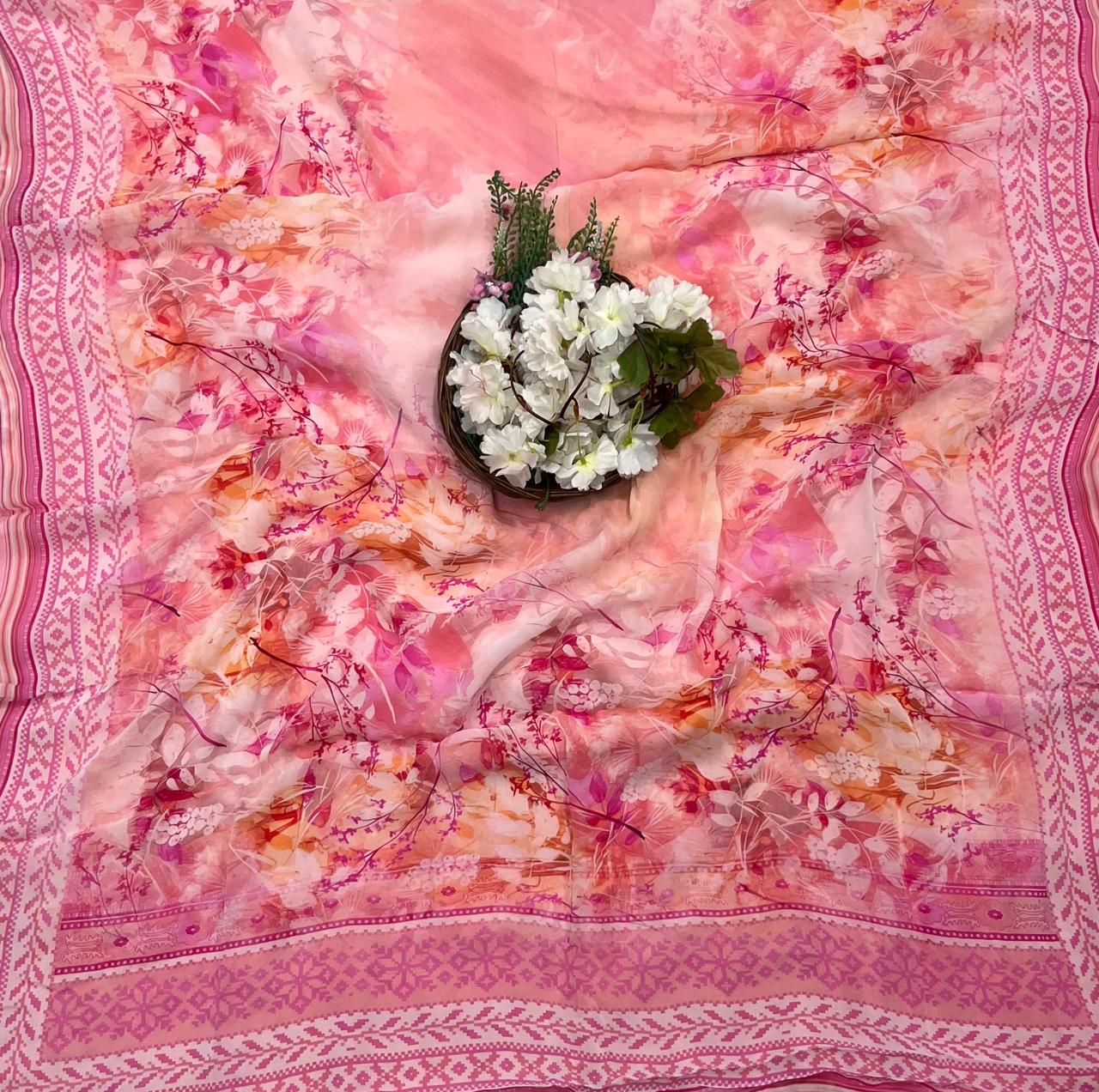 221A Georgette Peach Suit Fabric / CKC Georgette Suits