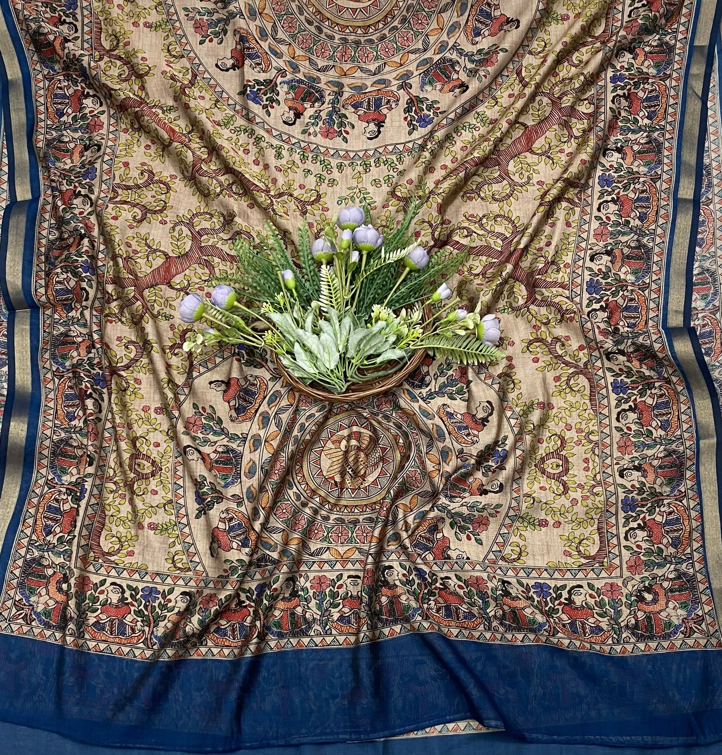408B Mahashwari Peacock Blue Suit Fabric / CKC Maheshwari Suits