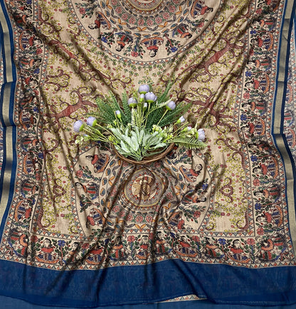 408B Mahashwari Peacock Blue Suit Fabric / CKC Maheshwari Suits
