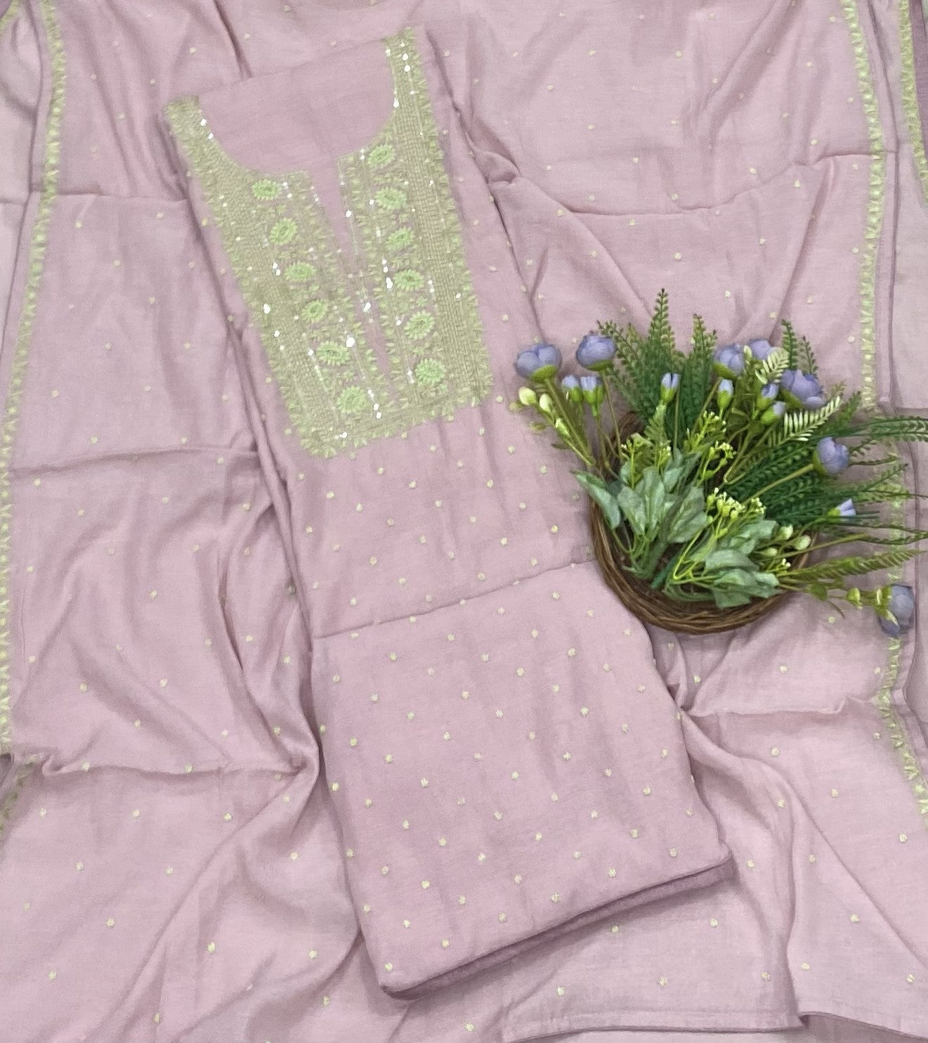790A Pure Mul Cotton Light Peach suit Fabric/ CKC Mul Cotton