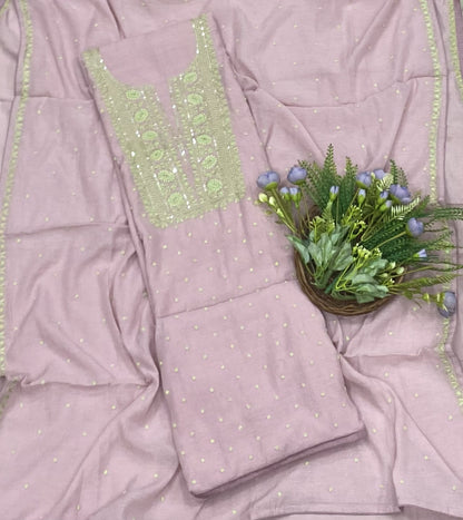 790A Pure Mul Cotton Light Peach suit Fabric/ CKC Mul Cotton