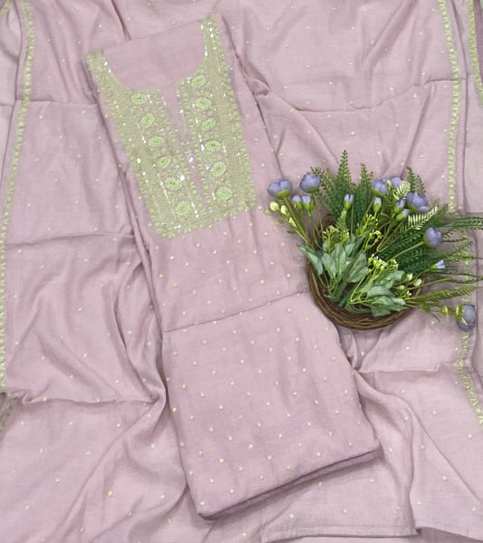 790A Pure Mul Cotton Light Peach suit Fabric/ CKC Mul Cotton