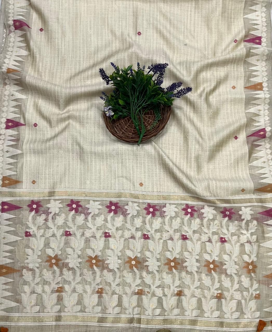 Ckc 63 Jamdani Beige Suit Fabric / CKC Jamdani Suits