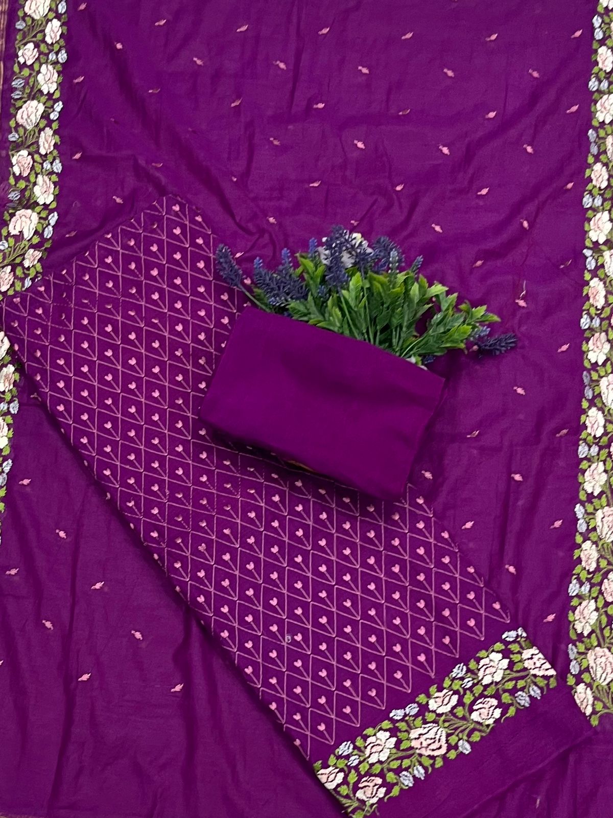 Ckc 369 Mul Cotton Purple Suit Fabric/ CKC Mul Cotton
