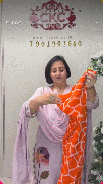 145B Chiffon Orange Suit Fabric / CKC Chiffon Suits