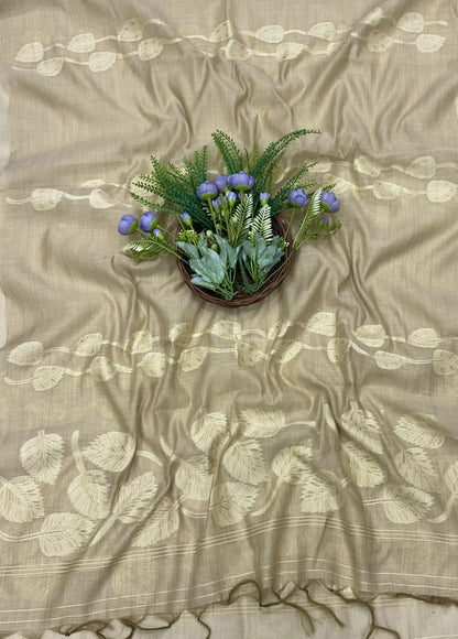 266B Mul Chanderi Beige Suit Fabric/ CKC Mul Cotton