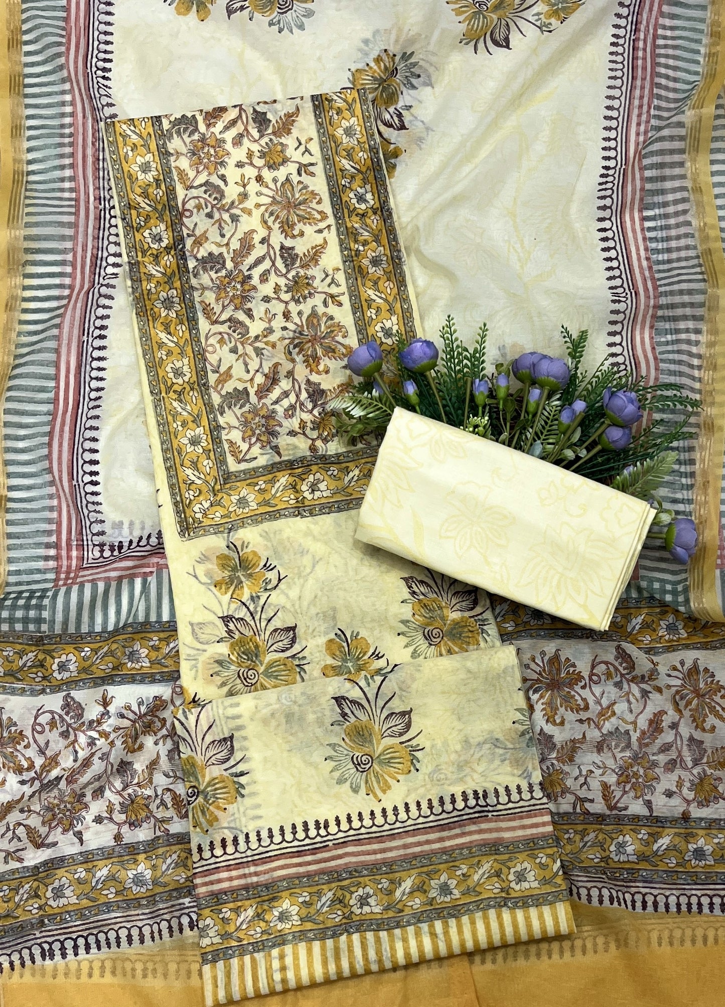 376B Cotton light Yellow suit Fabric / CKC Cotton Bazar