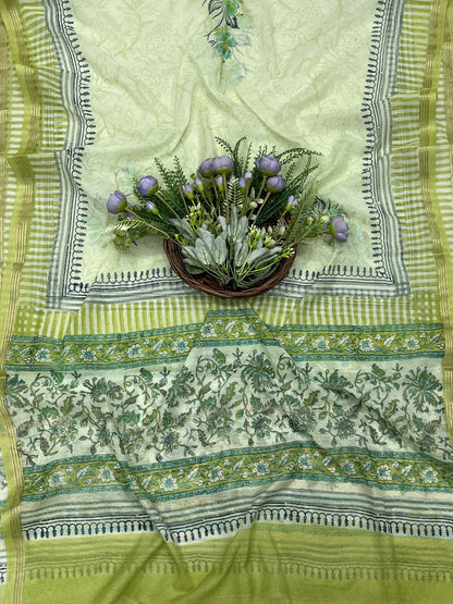 378B Cotton Pista Green suit Fabric / CKC Cotton Bazar