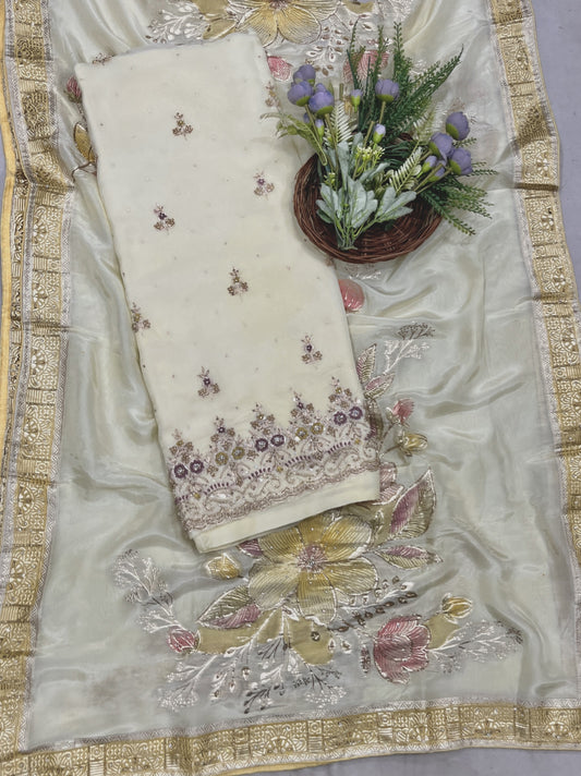 434B Georgette Cream Suit Fabric / CKC Georgette Suits