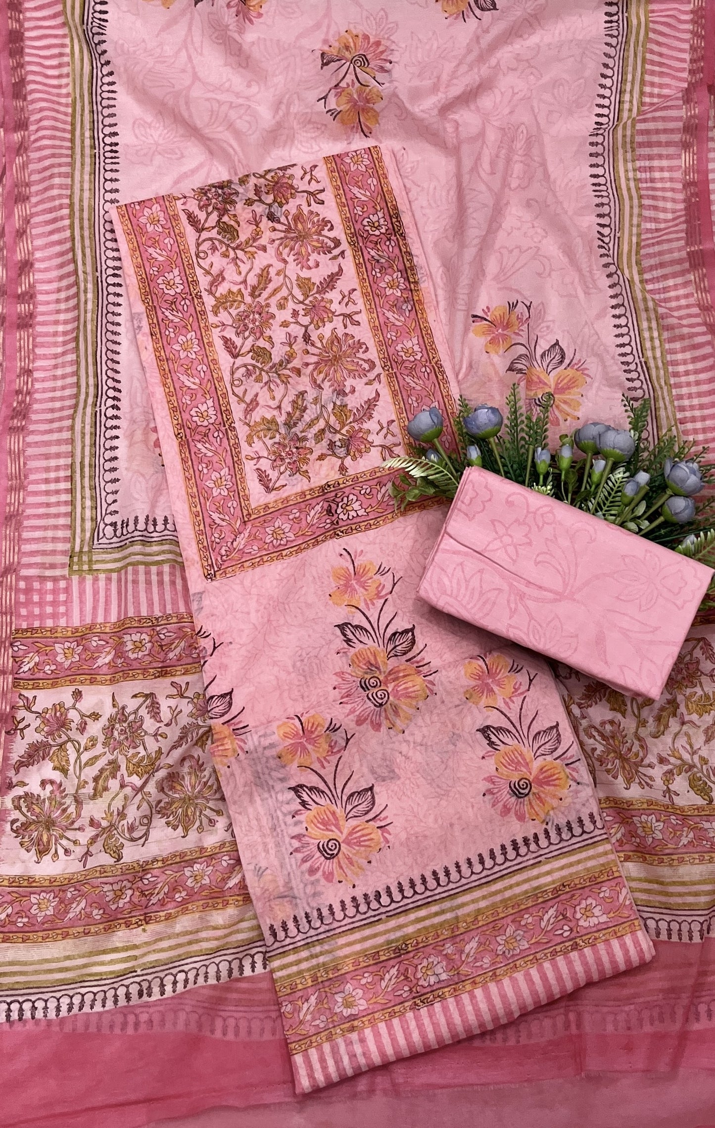 377B Cotton light pink suit Fabric / CKC Cotton Bazar