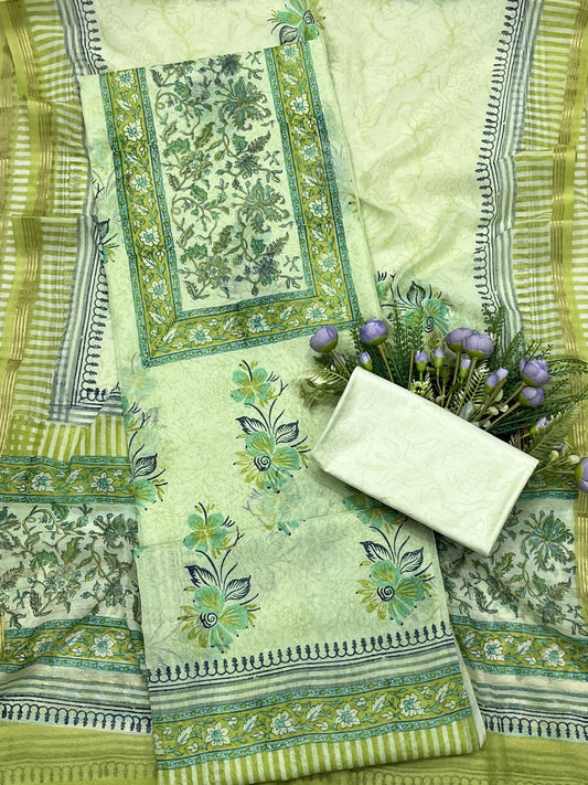 378B Cotton Pista Green suit Fabric / CKC Cotton Bazaar