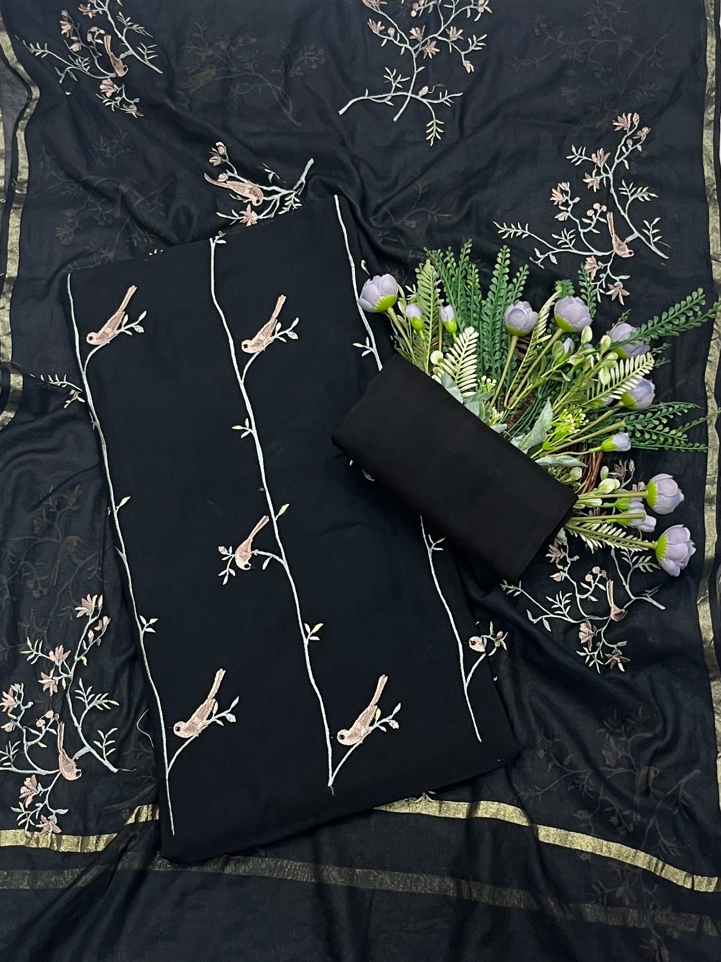 261B Mul Cotton Black Suit Fabric/ CKC Mul Cotton