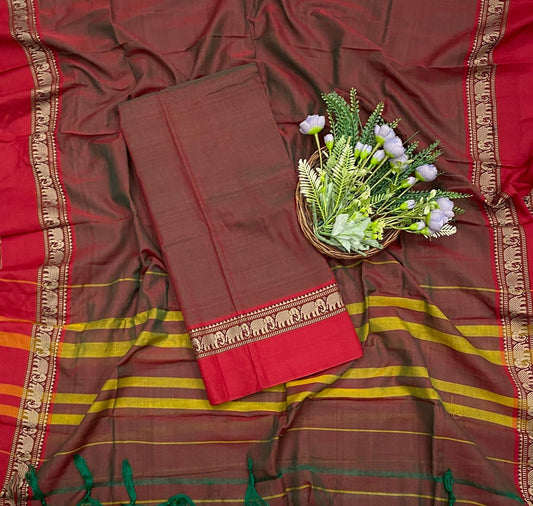 785D COTTON BROWN WITH RED SUIT FABRIC / CKC COTTON SUITS