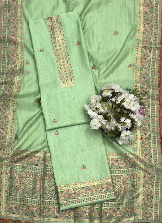 जॉर्जेट सी ग्रीन सूट फ़ैब्रिक / ईज़ी ब्रीज़ी PT-3