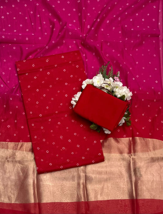 598 Jaipuri Mal Cotton Red Suit Fabric / CKC Jaipuri Suits