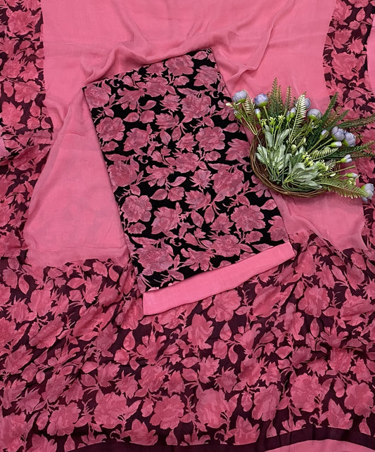 CKC 293B Crepe Pink and Black Suit Fabric / CKC Crepe Suits