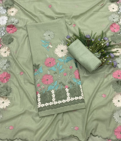 279B Cotton Pista Green Suit Fabric/ CKC Cotton Bazaar