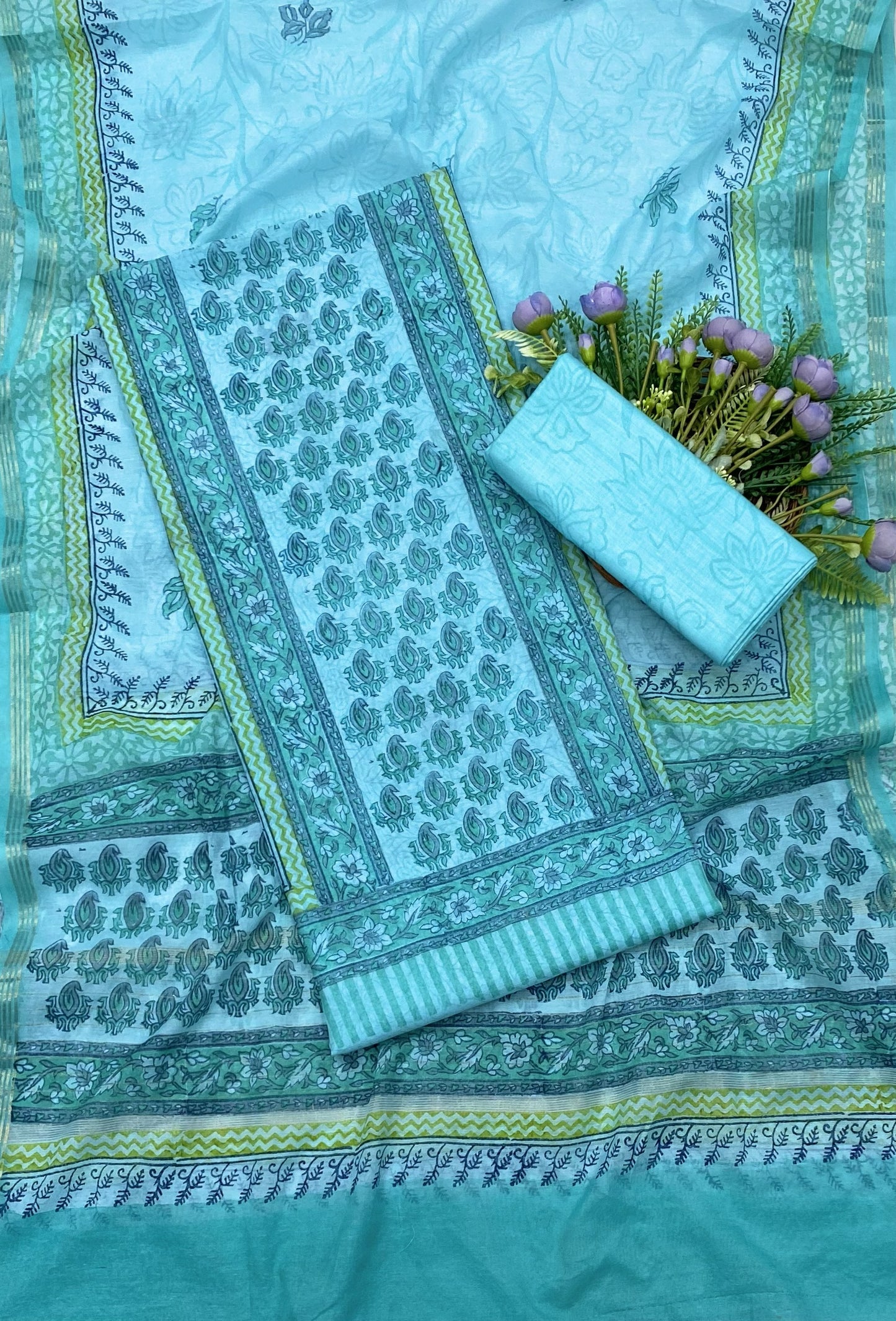 354B Cotton Sea Blue suit Fabric / CKC Cotton Bazar