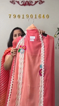 487A Georgette Carrot Red With Peach Suit Fabric / CKC Magic Of Resham 2025