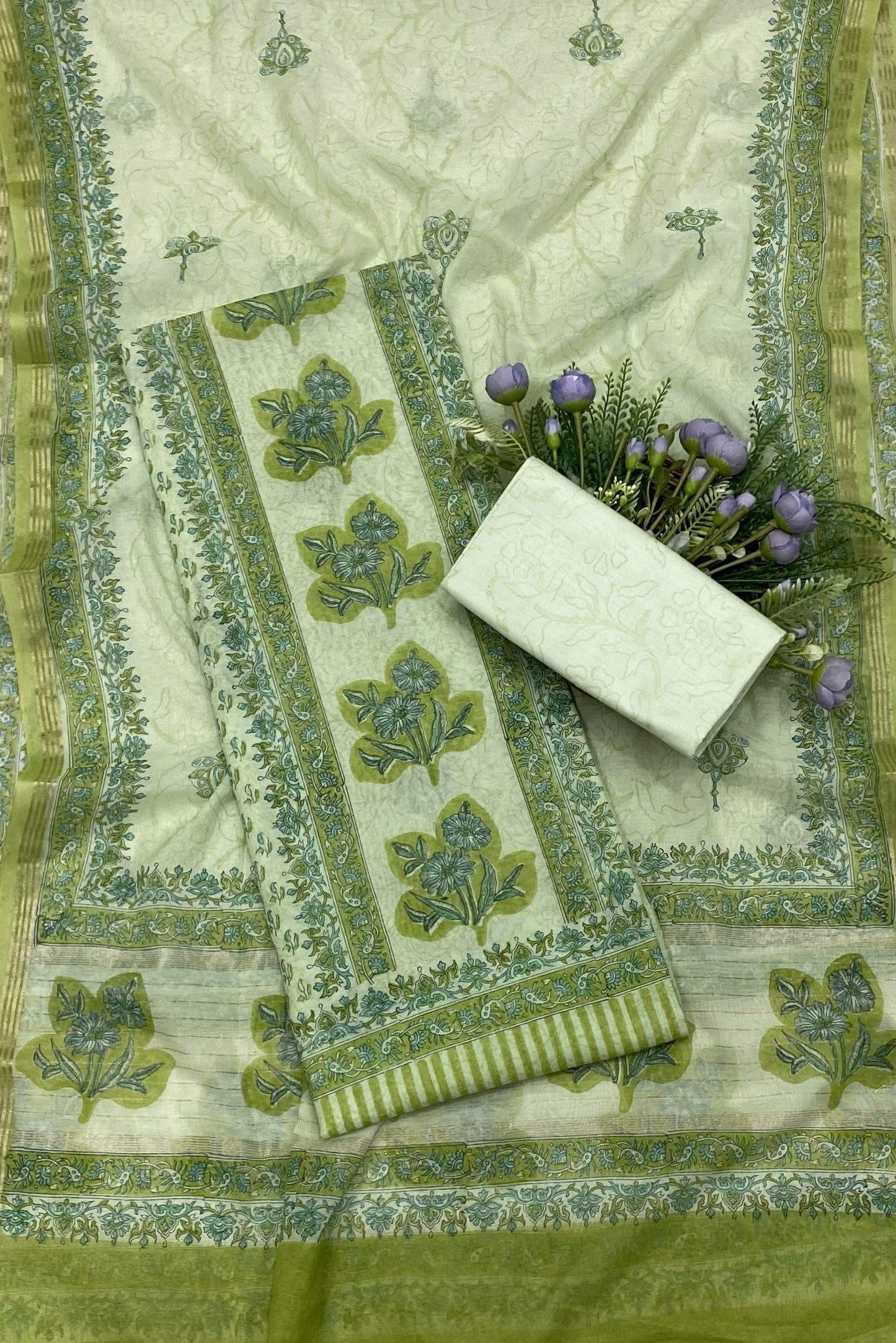 367B Cotton Pista Green suit Fabric / CKC Cotton Bazar