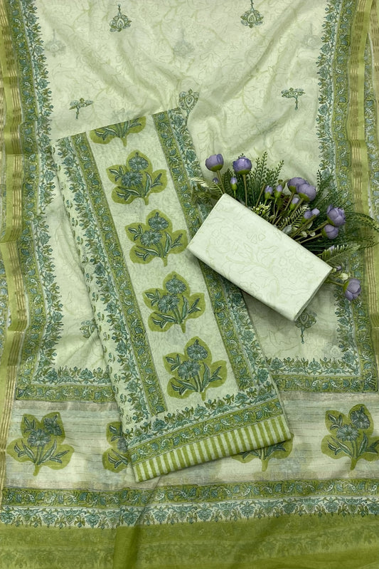 367B Cotton Pista Green suit Fabric / CKC Cotton Bazaar