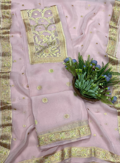 327B Organza Pink suits Fabric/ CKC Partywear Collection