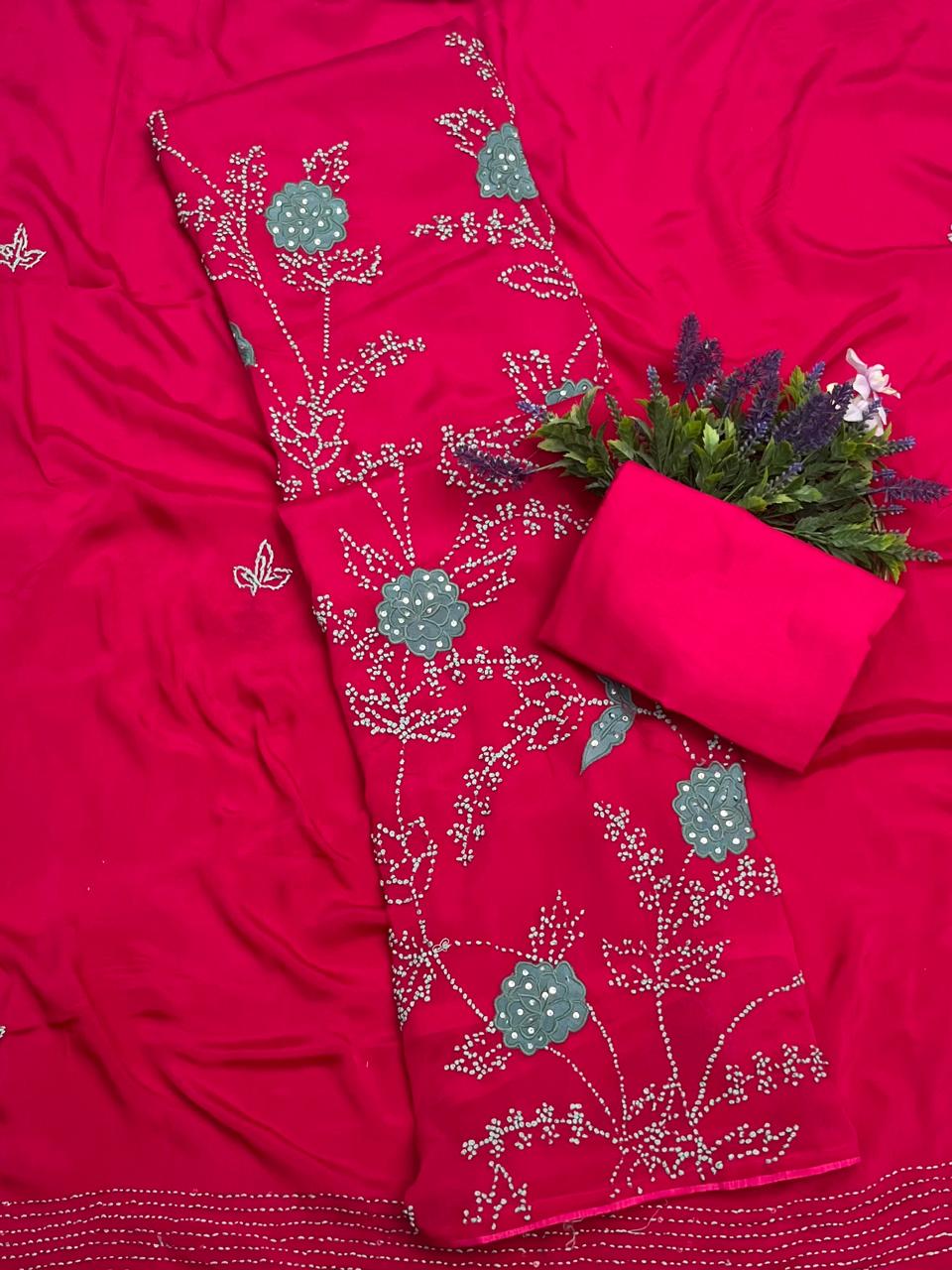 Ckc 382 Chinon Magenta  Suit Fabric/ CKC Partywear Collection
