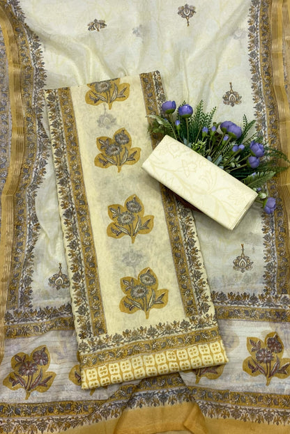 369B Cotton Mustard Yellow suit Fabric / CKC Cotton Bazar