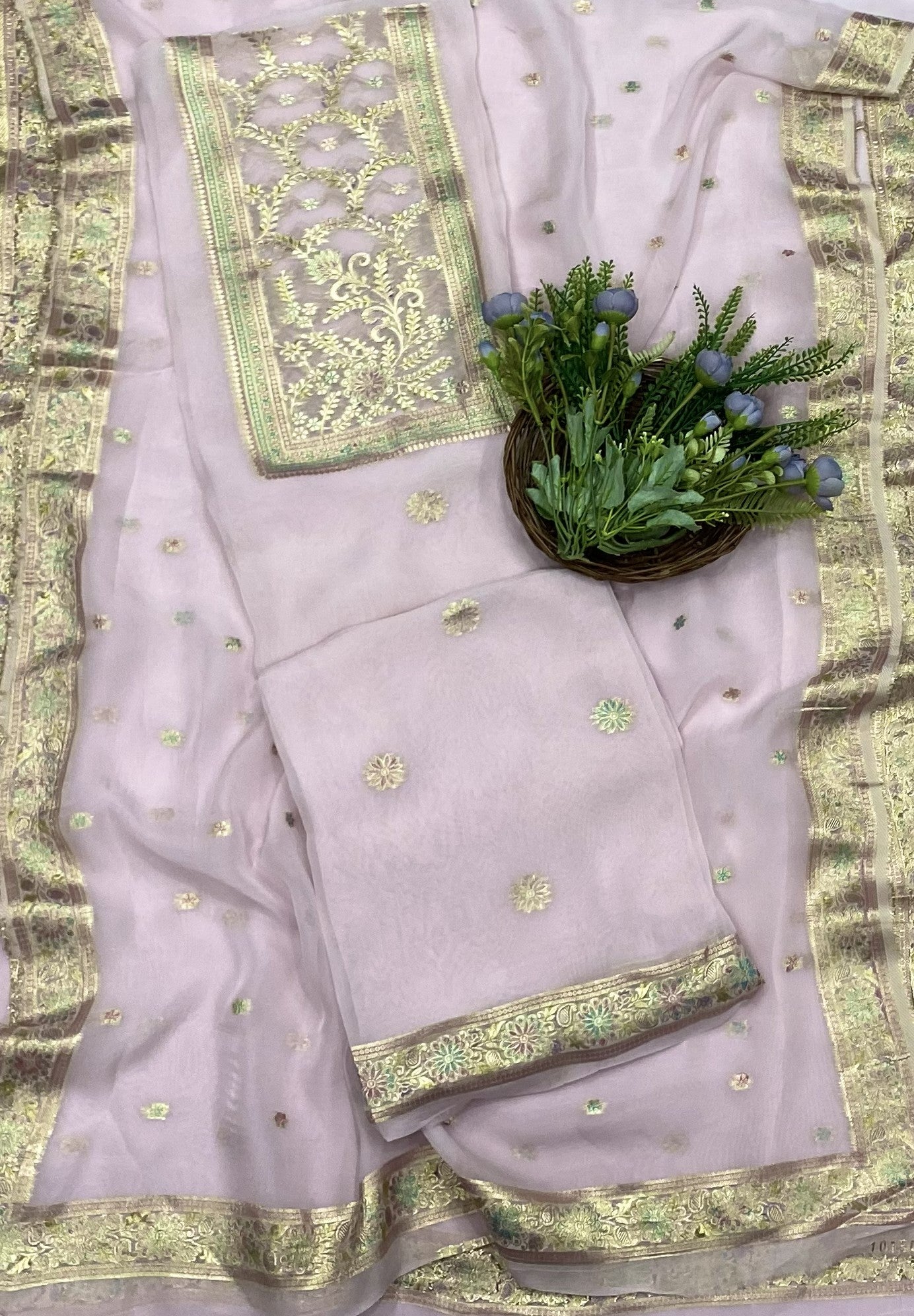 323B Organza Light Pink suits Fabric/ CKC Partywear Collection