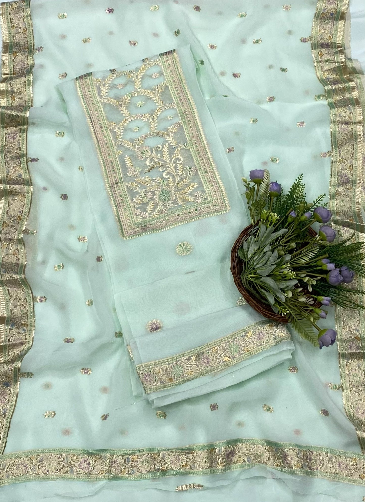 325B Organza Sea Green suits Fabric/ CKC Partywear Collection
