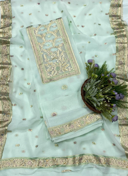 325B Organza Sea Green suits Fabric/ CKC Partywear Collection
