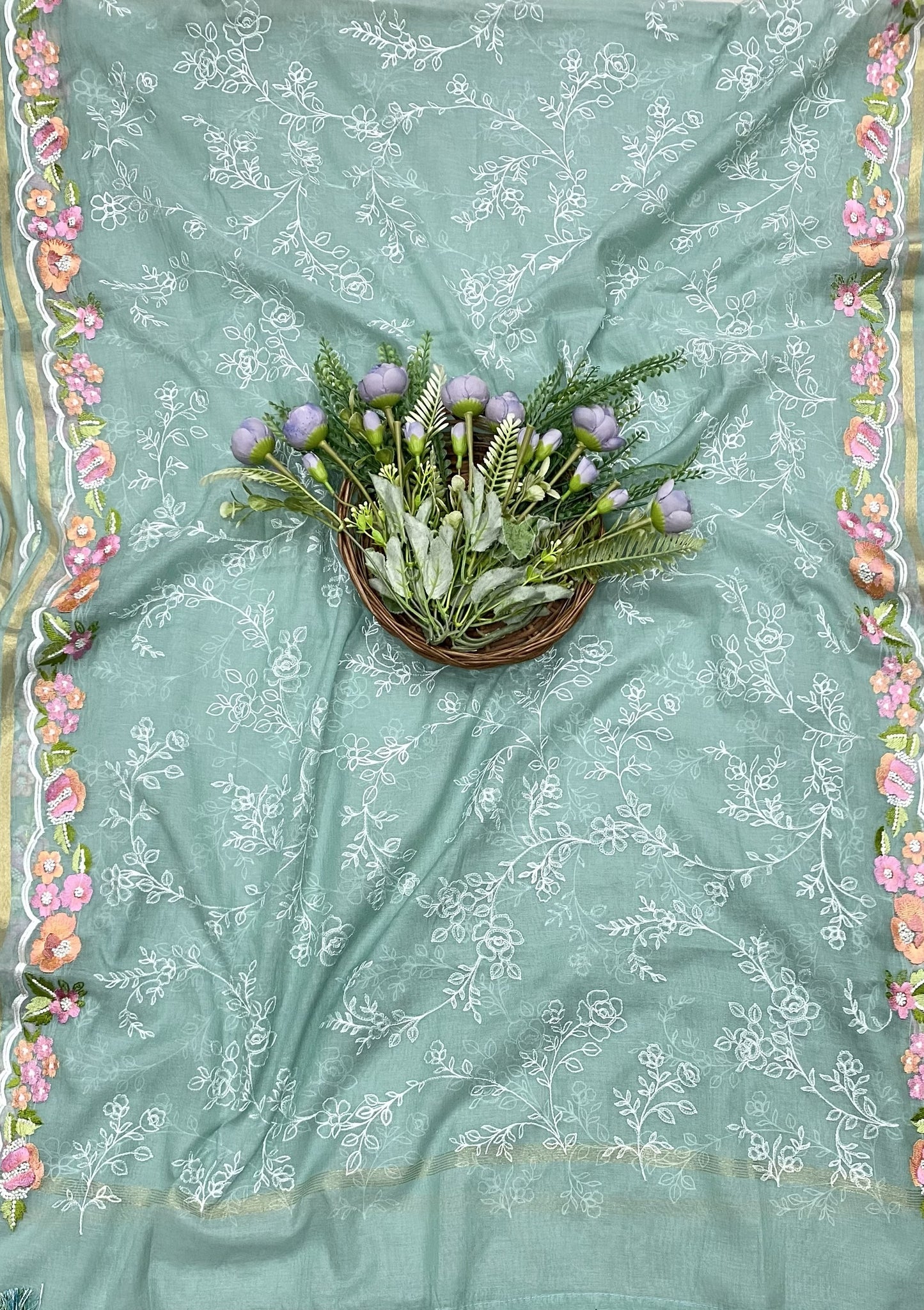 608 Mul Cotton Sea Blue Fabric/ CKC Mul Cotton