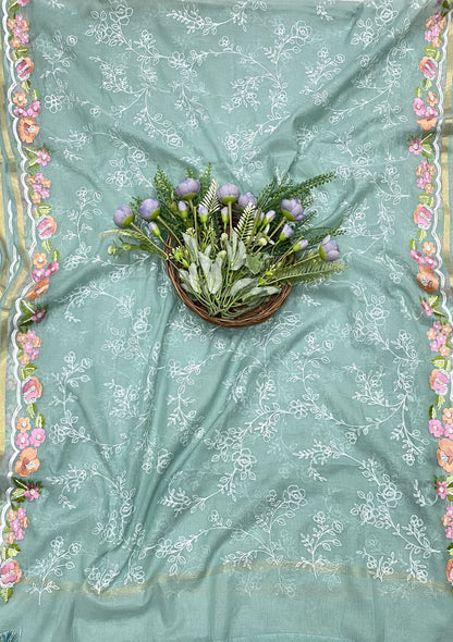 608 Mul Cotton Sea Blue Fabric/ CKC Mul Cotton