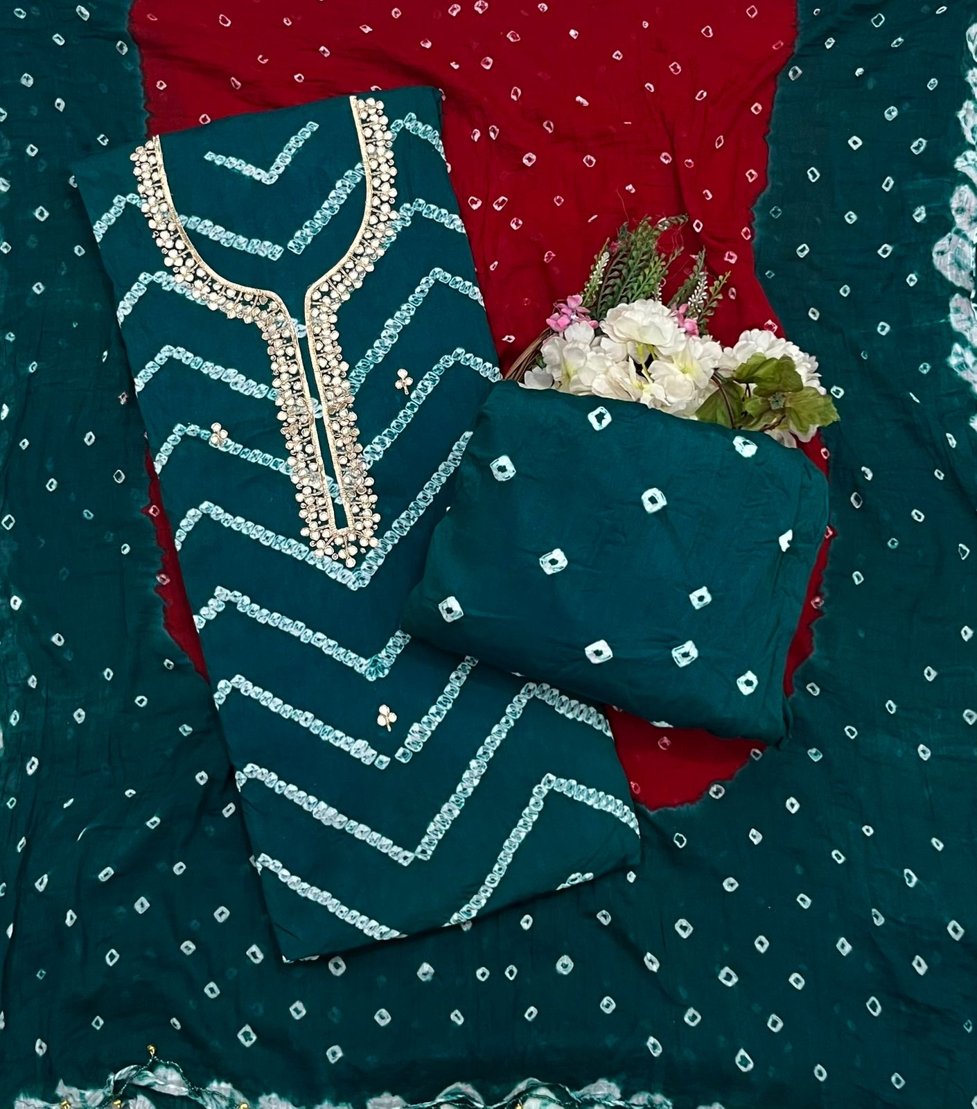 174A Jaipuri Cotton Dark Green Suit Fabric / CKC Jaipuri Suits