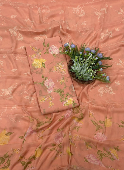 340B Georgette Peach Suit Fabric / CKC Georgette Suits