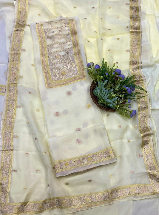 328B Organza Lemon suits Fabric/ CKC Partywear Collection