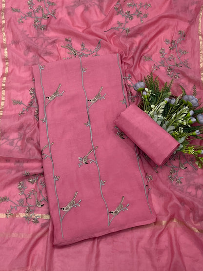 262B Mul Cotton Pink Suit Fabric/ CKC Mul Cotton