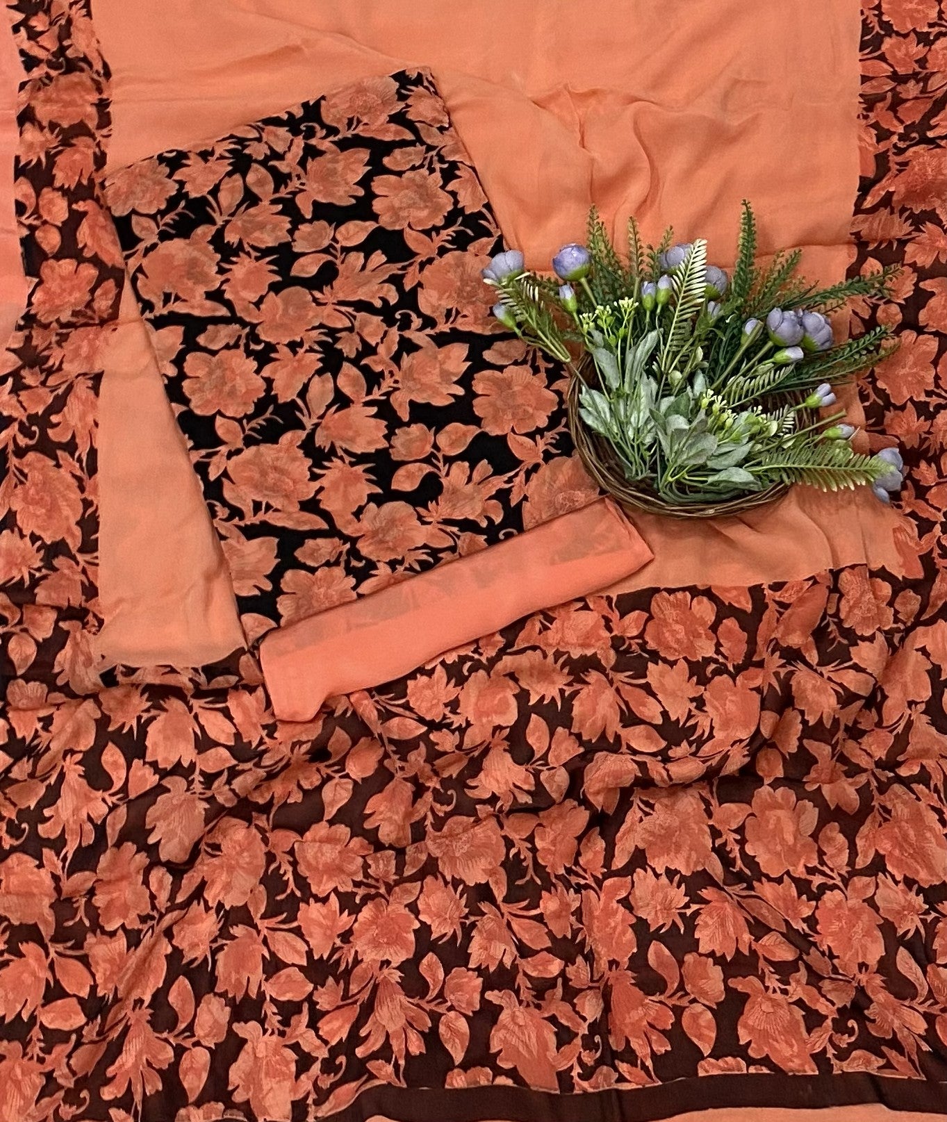 CKC 296B Crepe Orange and Black Suit Fabric / CKC Crepe Suits