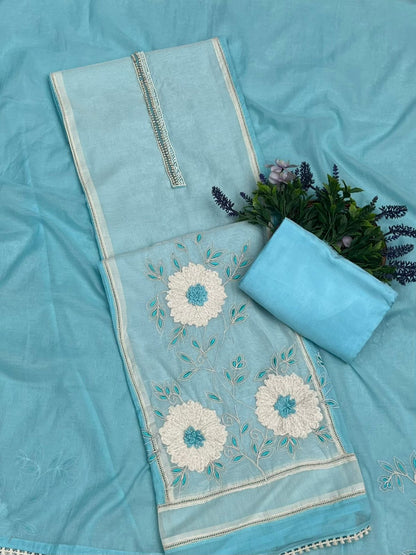 Ckc 396 Mul Cotton Sky Blue Suit Fabric/ CKC Mul Cotton